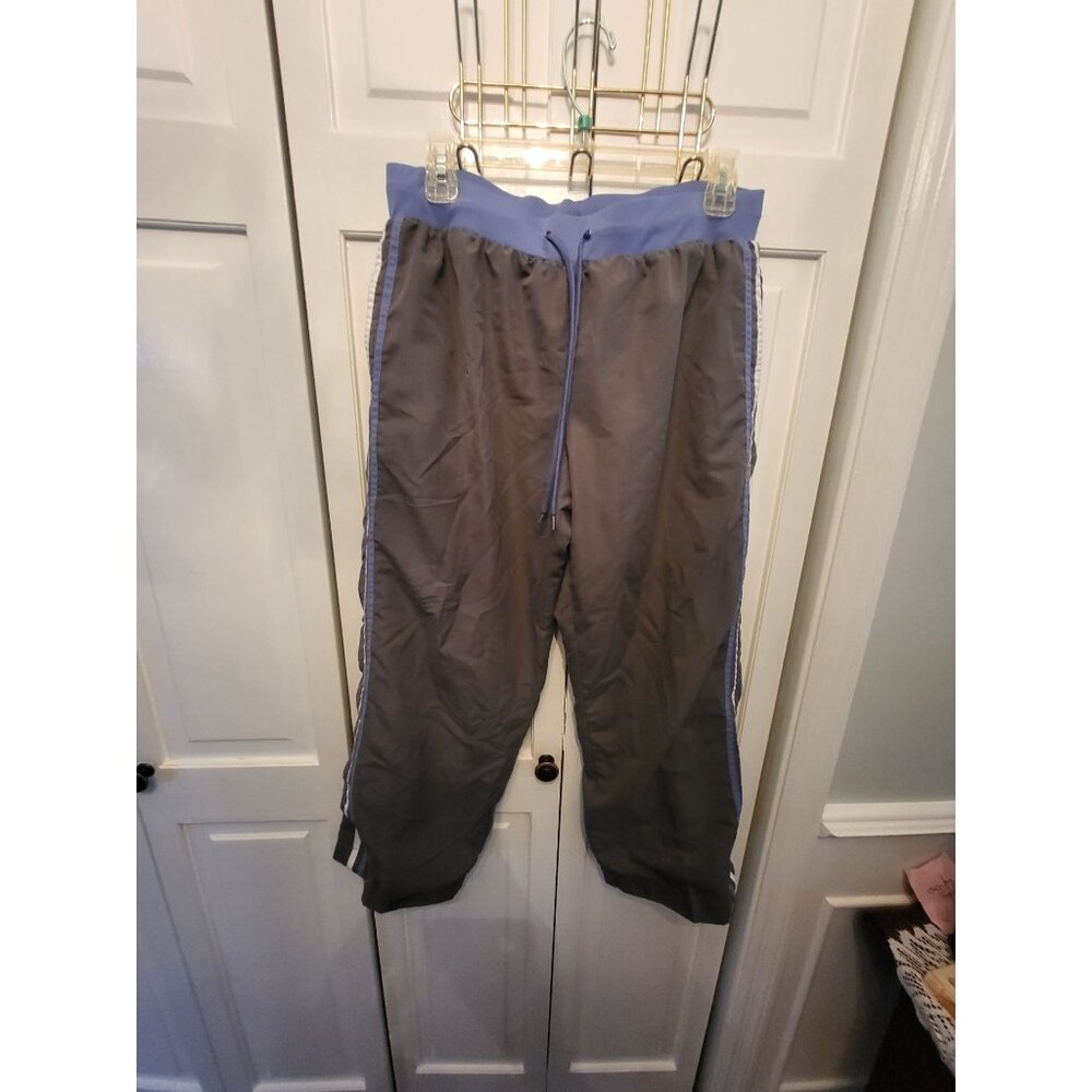 Vintage y2k Gray/Periwinkle Stripe Track Pants sz LP Sporty Streetwear Retro